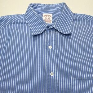 90s Brooks Brothers Dress Shirt 16 4 Dobby Blue White Stripe French Cuff